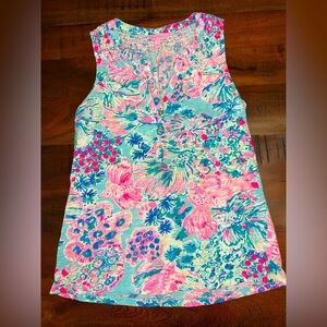 Lilly Pulitzer Sleeveless Floral Henley Top – Size S